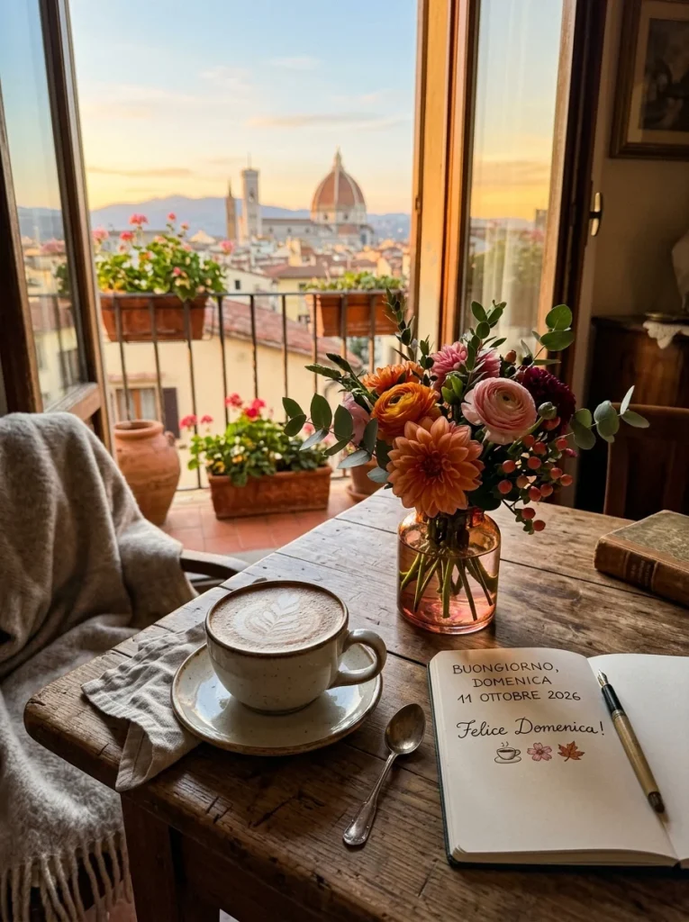 Buongiorno buon domenica 11 ottobre 2026 — illustrazione editoriale