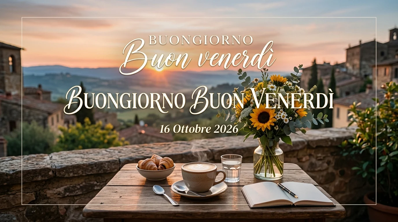 Buongiorno buon venerdì 16 ottobre 2026 — illustrazione editoriale