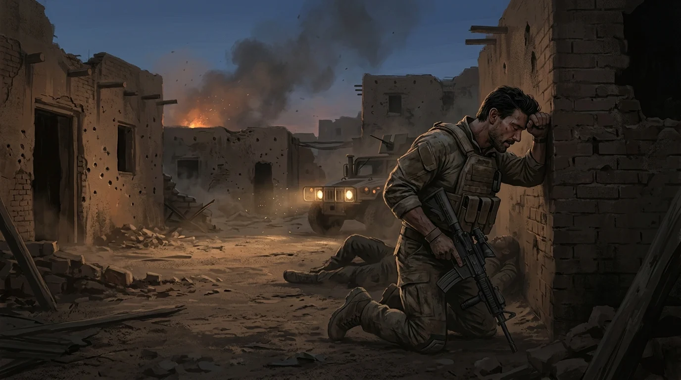 come finisce Hounds of War — illustrazione editoriale