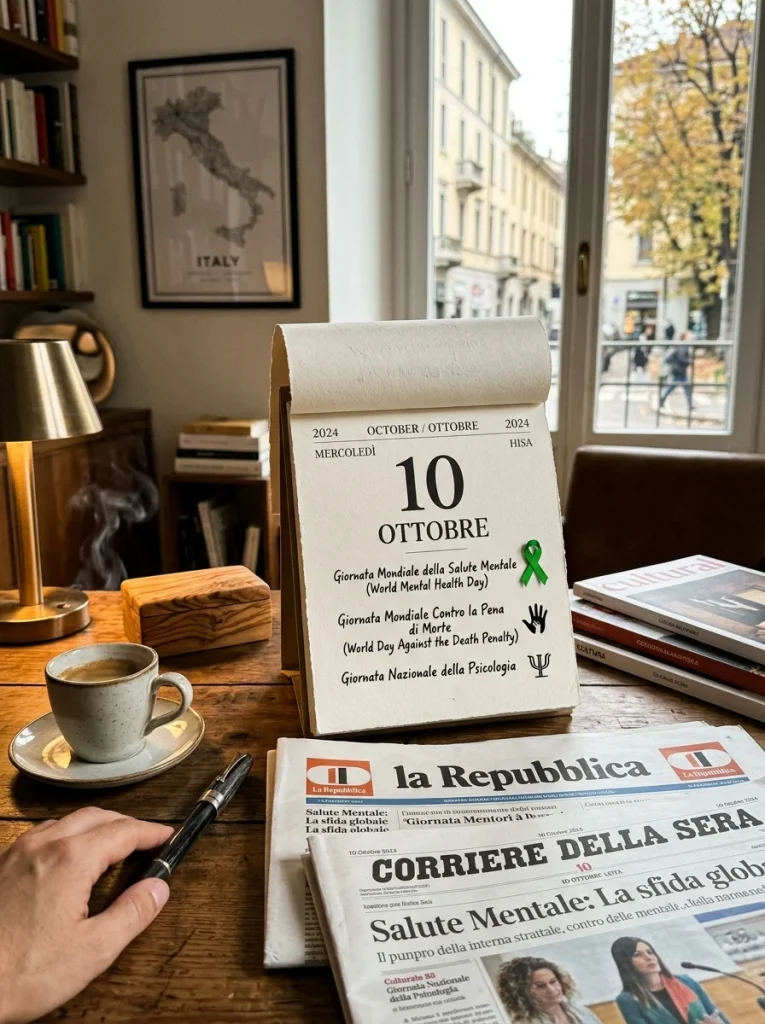 Giornate mondiali e ricorrenze del 10 ottobre — illustrazione editoriale