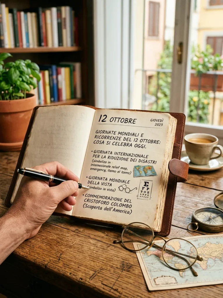 Giornate mondiali e ricorrenze del 12 ottobre — illustrazione editoriale