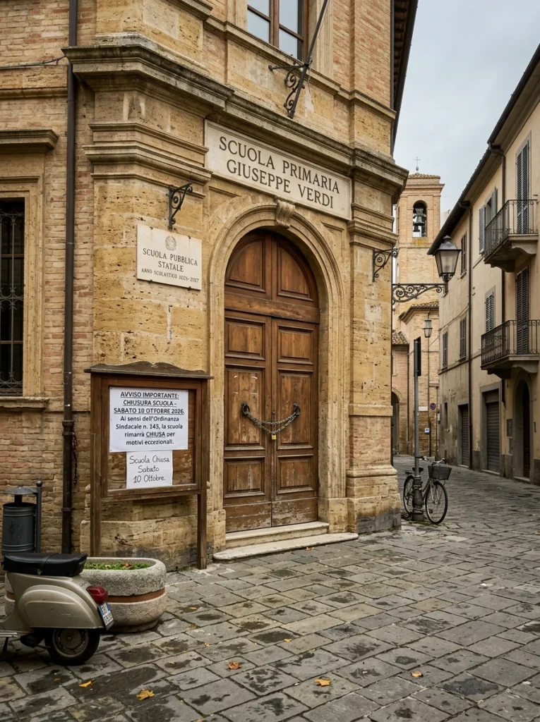 Scuole chiuse sabato 10 ottobre 2026 — illustrazione editoriale